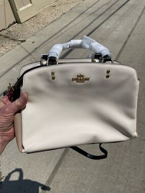 NWT Coach Cream and Blush Dome Satchel